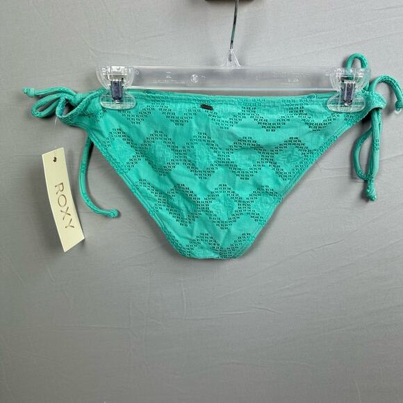 Roxy Lacy Days Tie Side Bikini Bottom Women’s Large Aqua Blue Crochet Lined - Picture 5 of 5